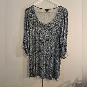 J. Jill Womans Blue/Green Medium Tall Tunic Top